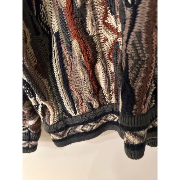 Vtg COOGI Australia 90’s v-neck sweater biggie authentic Medium knit navy multi - Picture 5 of 10